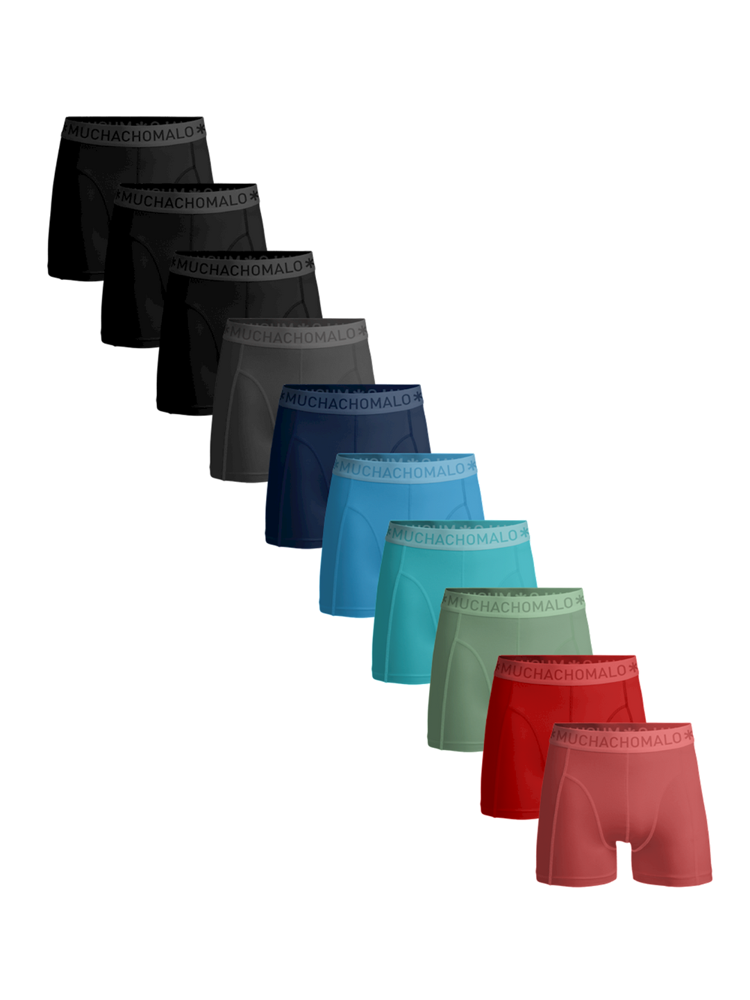 Black/Black/Black/Grey/Blue/Blue/Blue/Green/Red/Red